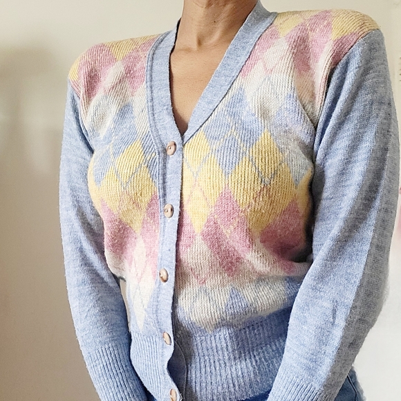 Vintage Nancy Bossio Argyle Button Front Cardigan Sweater Size XS/S - Picture 12 of 14